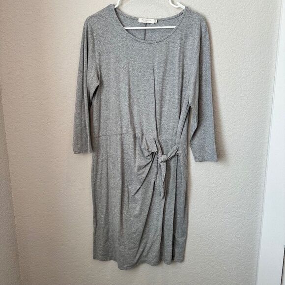 Mododoc Grey Tie Waist Cotton Blend Comfy Dress - Size L - EUC - Picture 1 of 5